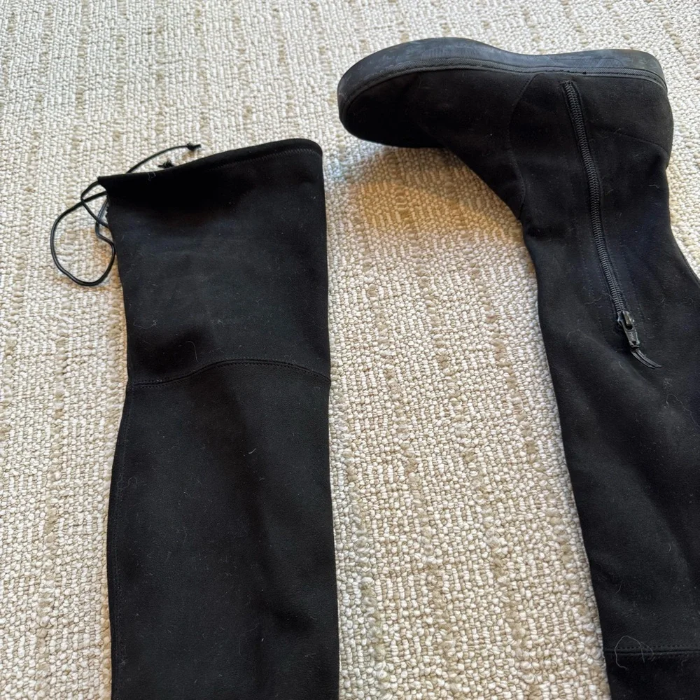 Stuart Weitzman Black Suede Over The Knee Platform 'Playtime' Boots | size 6.5 - Picture 4 of 10